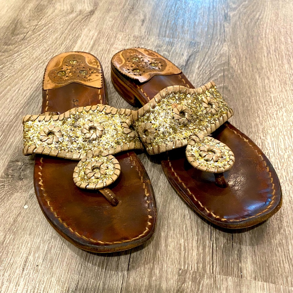Gold sparkly Jack Rogers sandals size 6!